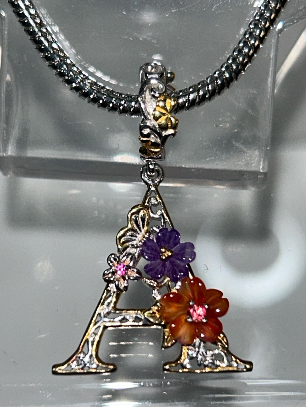 NWOT Gems En Vogue Palladium 18k Accent Genuine Multi Gemstone Initial Charm